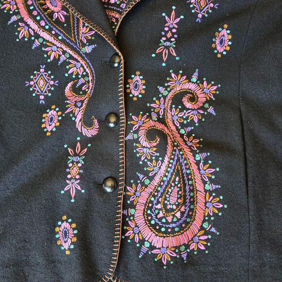Bob Mackie Blazer Jacket Paisley Embroidered Size 1X Wool Blend Westerncore - Picture 4 of 12